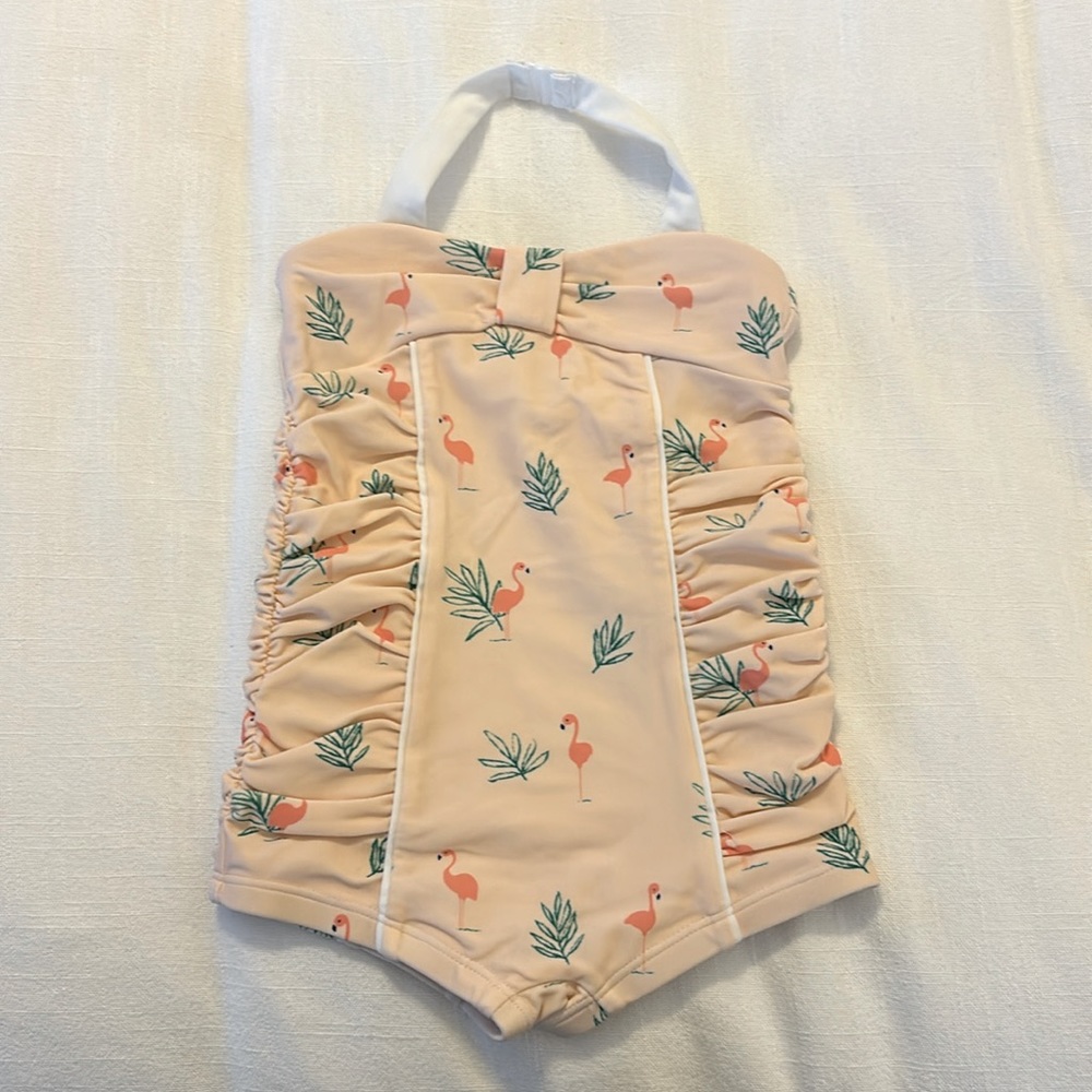 Practically new Janie and Jack flamingo swimsuit - Size 12-18 months